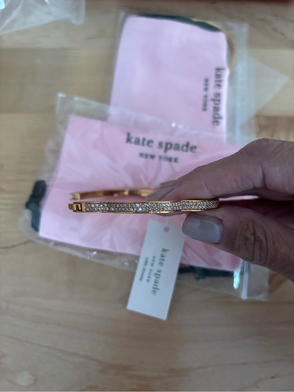kate spade Rose Gold Pavé Crystal Slim Bangle Bracelet